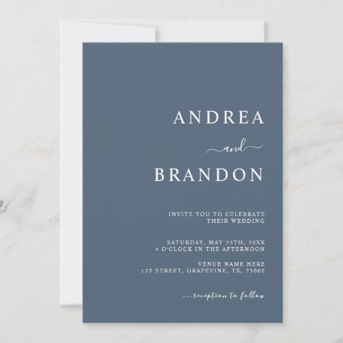 Modern Dusty Blue QR Code RSVP All in One Wedding Invitation