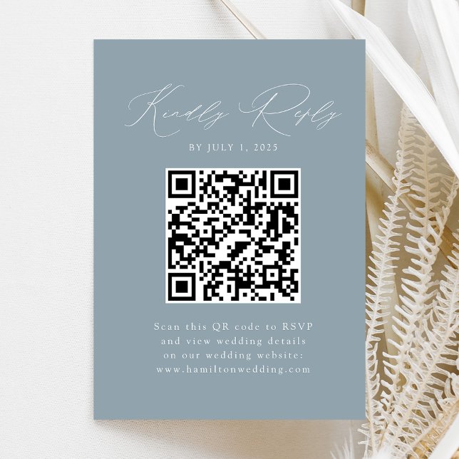 Modern Dusty Blue QR Code RSVP Enclosure Card (Creator Uploaded)