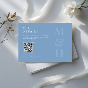 Modern Dusty Blue QR Code Wedding Online RSVP Card