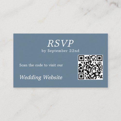Modern Dusty Blue RSVP QR Code Wedding Website Enclosure Card
