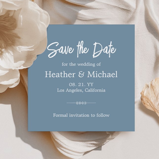 Modern Dusty Blue Save The Date QR Wedding Invitation (Simplify your RSVP with our QR code save-the-date, adding an unforgettable touch to your special day)