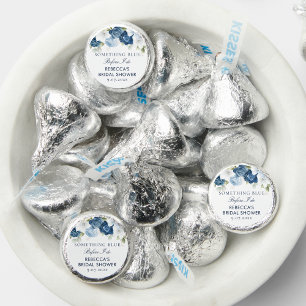 Modern Dusty Blue Script Floral Bridal Shower Hershey®'s Kisses®