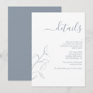 Modern Dusty Blue Script Wedding Details Enclosure Card