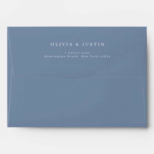 Modern Dusty Blue Script Wedding Envelope