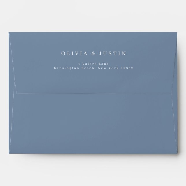 Modern Dusty Blue Script Wedding Envelope (Back (Top Flap))