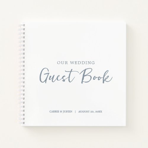 Modern Dusty Blue Script Wedding Guest Book