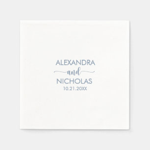 Modern Dusty Blue Script Wedding Napkins