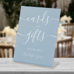 Modern Dusty Blue Signature Script Cards And Gifts Pedestal Sign<br><div class="desc">This elegant dusty blue script minimalist cards and gifts sign is perfect for all celebrations. Designed by Thisisnotme©</div>