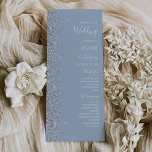 Modern Dusty Blue Silver Glitter Wedding<br><div class="desc">The left-hand edge of this elegant modern wedding program features a silver faux glitter design. The customizable text combines silver gray handwriting,  copperplate and italic fonts on a dusty blue background.</div>