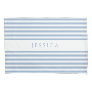 Modern Dusty Blue Striped Pillow Case