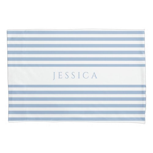 Modern Dusty Blue Striped Pillow Case