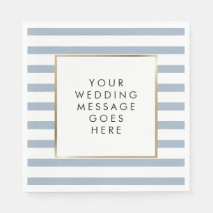 Modern Dusty Blue Striped Wedding Napkins