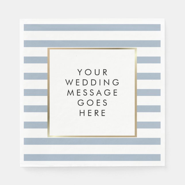 Modern Dusty Blue Striped Wedding Napkins (Front)