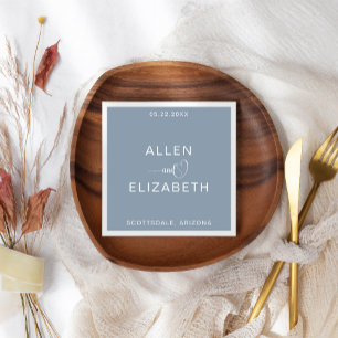 Modern Dusty Blue Stylish Personalized Wedding Napkins