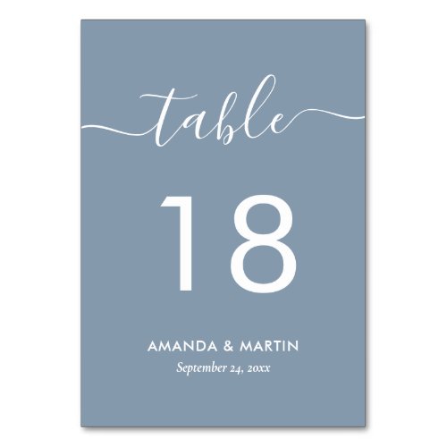 Modern Dusty Blue Table Number Card