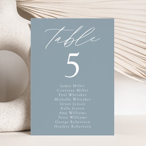 Modern Dusty Blue Table Number Seating Chart