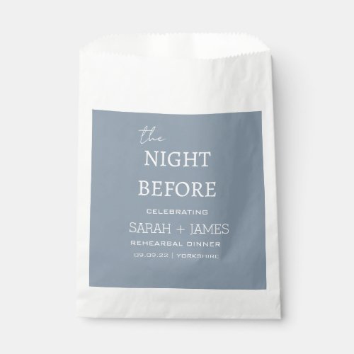 Modern Dusty Blue the Night Before Wedding Party  Favor Bag