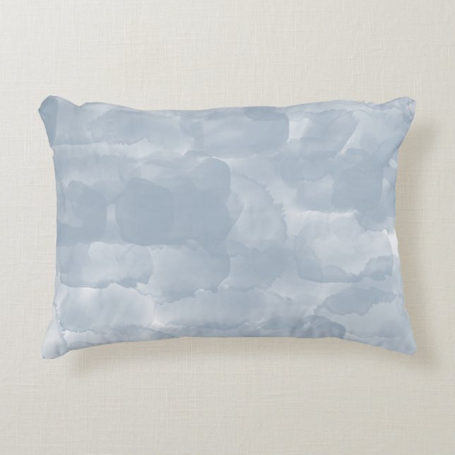 Modern Dusty Blue Watercolor Brush Strokes Accent Pillow (Front)