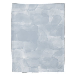 Modern Dusty Blue Watercolor Brush Strokes Duvet Cover