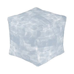 Modern Dusty Blue Watercolor Brush Strokes Pouf