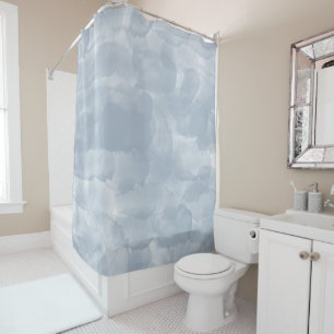 Modern Dusty Blue Watercolor Brush Strokes Shower Curtain