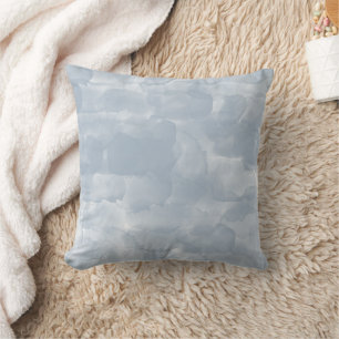 Modern Dusty Blue Watercolor Brush Strokes Throw Pillow