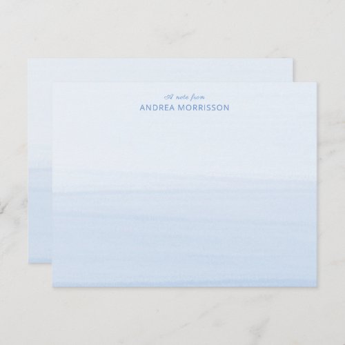 Modern Dusty Blue Watercolor Ombre Note Card
