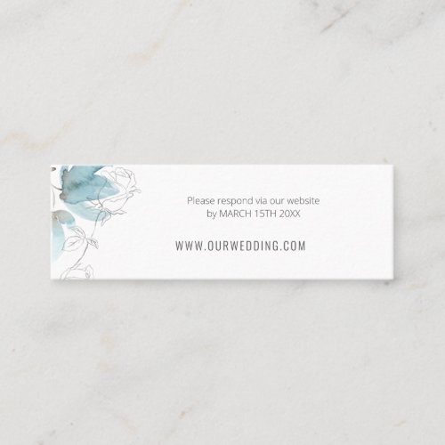 Modern dusty blue watercolor wedding website RSVP Mini Business Card