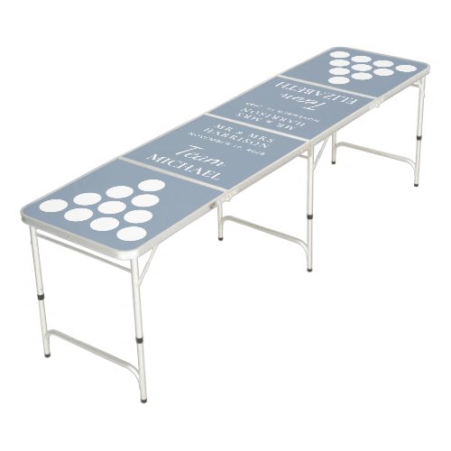 Modern Dusty Blue Wedding Beer Pong Table