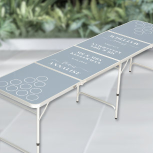 Modern Dusty Blue Wedding Beer Pong Table