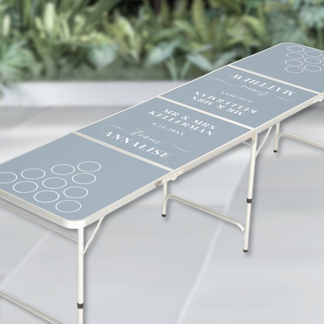 Modern Dusty Blue Wedding Beer Pong Table (Modern Dusty Blue Wedding Beer Pong Table)