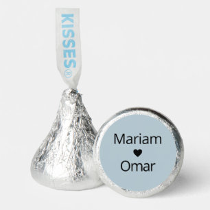 Modern Dusty Blue Wedding Couples Name and Heart Hershey®'s Kisses®