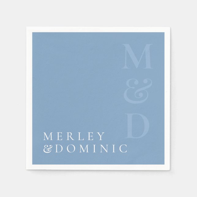 Modern Dusty Blue Wedding Dinner Party Napkins (Front)
