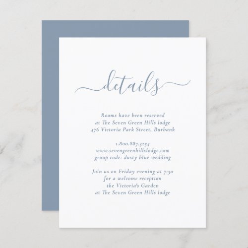 Modern Dusty Blue Wedding Enclosure Card