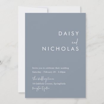 Modern Dusty Blue Wedding Invitation by Nicheandnest at Zazzle