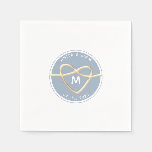 Modern Dusty Blue Wedding Monogram Napkins