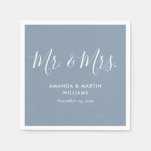 Modern Dusty Blue Wedding Napkins