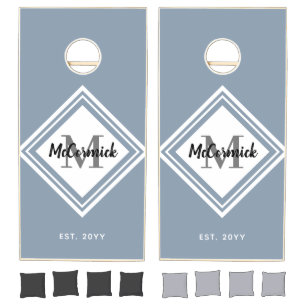 Modern Dusty Blue Wedding Newlyweds Personalized Cornhole Set