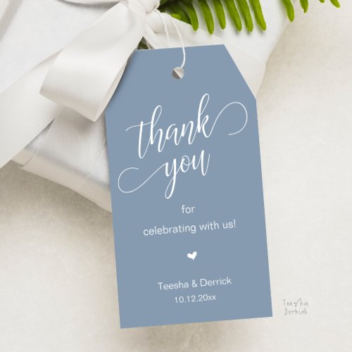 Modern Dusty Blue Wedding Party Gifts Thank You Gift Tags
