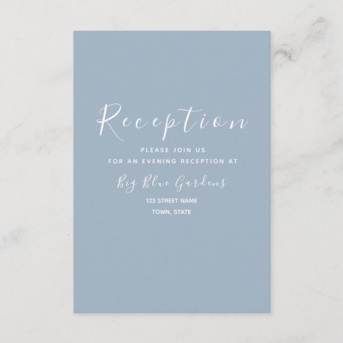 Modern Dusty Blue Wedding Reception Enclosure Card