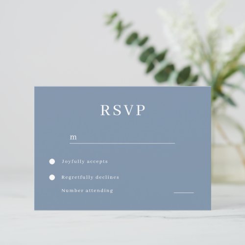 Modern Dusty Blue Wedding RSVP Card