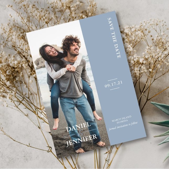 Modern Dusty Blue Wedding Save The Date (Creator Uploaded)