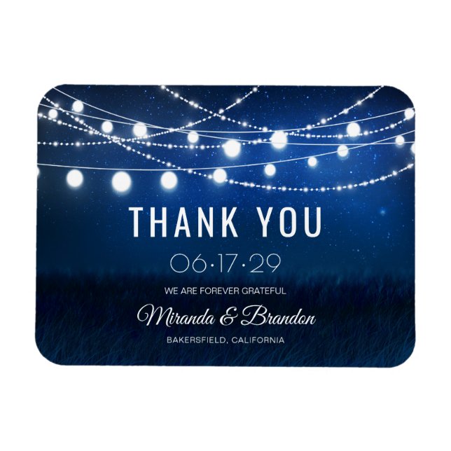 Modern Dusty Blue Wedding Thank You Magnet (Horizontal)