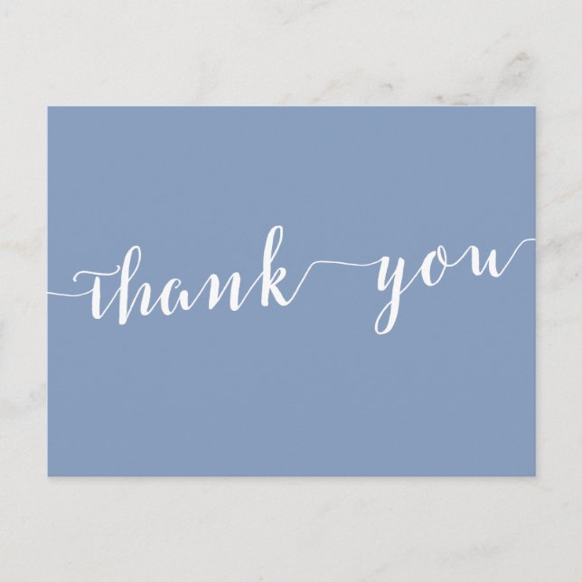 Modern Dusty Blue Wedding Thank You Postcards (Front)