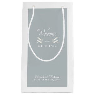 Modern Dusty Blue Wedding Welcome Favor  Small Gift Bag