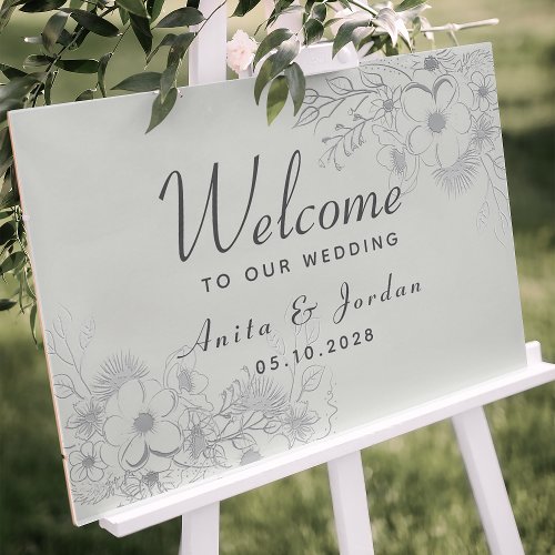 Modern Dusty Blue Wedding Welcome Poster
