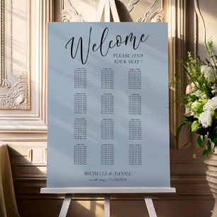 Modern Dusty Blue Wedding Welcome Seating Chart Foam Board