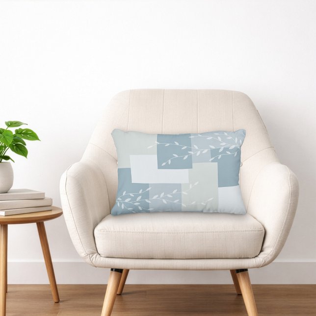 Modern Dusty Blue White Botanical Accent Pillow (Creator Uploaded)