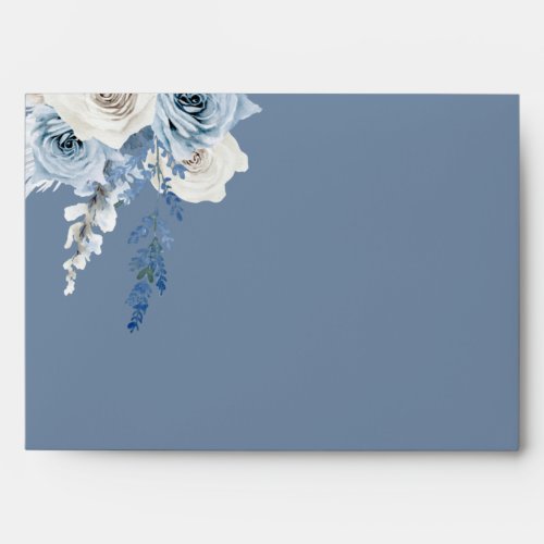 Modern Dusty Blue  White Floral Wedding Birthday Envelope