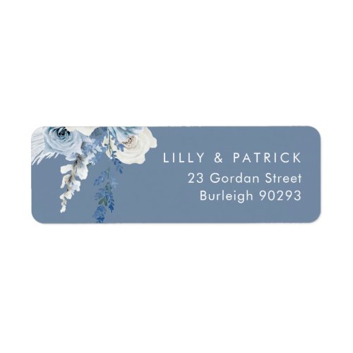Modern Dusty Blue White Return Address Wedding Label